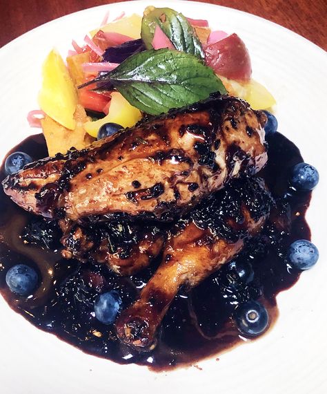 Agrodolce's Washington Blueberry Balsamic Glazed Chicken - Washington Blueberries Blueberry Balsamic, Blueberry Chicken, Balsamic Glazed Chicken, Blueberry Topping, Blueberry Sauce, Organic Maple Syrup, Blueberry Jam, Glazed Chicken, Duck Recipes