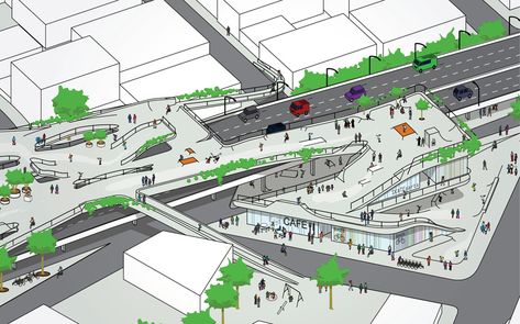 JDS Architects | New Mobility New York City Shadow Ideas, Urban Analysis, Urban Design Architecture, Master Thesis, Urban Landscape Design, Airport Design, Landscape Architecture Design, Pedestrian Bridge, Bridge Design