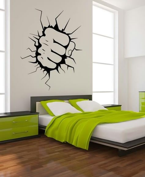 Punch fist wall decal - cool for a kids room like the hulk ripping the room apart Anime Wall Painting Ideas Bedroom, Cute Cartoon Wall Painting Ideas, Cartoon For Wall Painting, Room Wall Drawing, Graffiti Wall Art Boys Bedroom, Cartoon Wall Painting, Simple Wall Paintings, Wall Art Diy Paint, Creative Wall Painting