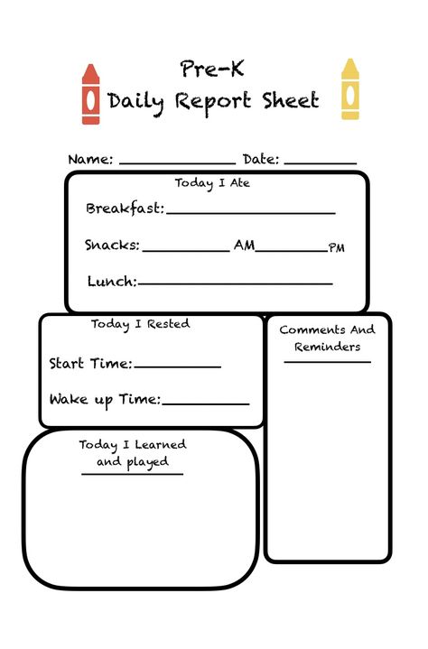 Preschool Daily Report, Weekly Report, Parent Board, Daily Report, Daycare Teacher, Business Pages, Am Pm, Play To Learn, Free Printable