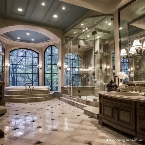 Rich House Bathroom, Big Bathroom Ideas Master Suite, Luxury Bathroom Aesthetic, Old Money Bathroom, Dream House Bathroom, Big Bathroom Ideas, Grand Bathroom, Dream Bathroom Luxury, Mansion Bathrooms