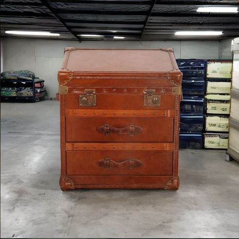 Vintage Antique Leather 2 Drawer Storage Trunk, Buy Online at Designer Sofas 4U Storage Trunk, Drawer Storage, Storage Drawers, Sofa Design, Trunk, Vintage Antiques, Drawers, Buy Online, Leather