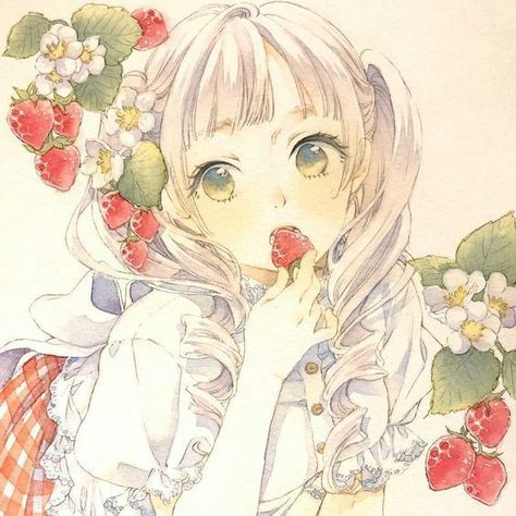 Discord Server, Strawberries, A Girl, Flowers, Hair, Anime