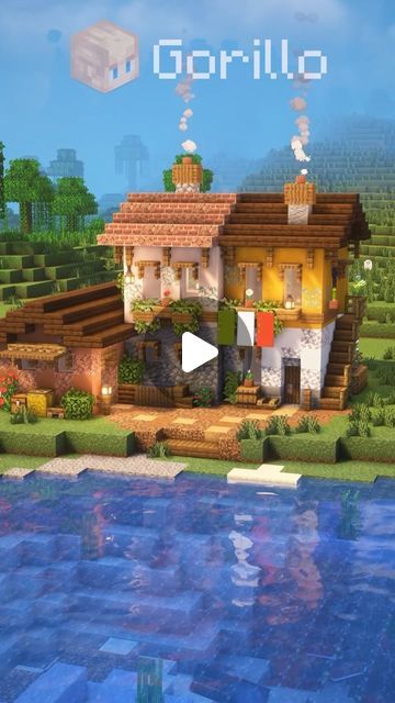 Gorillo on Instagram: "2-Player Italian House🇮🇹

Follow for more videos like this!

Shaders: Complementary
Texture: Jerm’s Better Leaves
�——————————————————————————
#minecraft #minecraftbuilds #minecraftinspiration #minecrafttutorial #minecraftideas" Minecraft Italian Builds, Italian Village Minecraft, Italian Minecraft House, Minecraft Italian, Minecraft Lake House, Minecraft Medieval Village, Villa Minecraft, Minecraft Medieval, Italian House