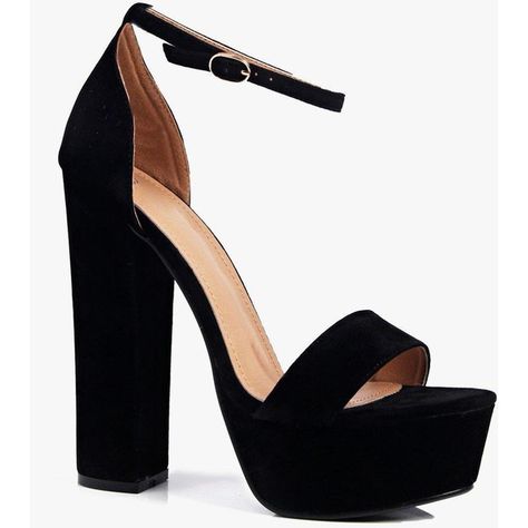 Boohoo Clara Skyscraper Platform Two Part ($50) ❤ liked on Polyvore featuring shoes, sandals, heels, black, high heels, chunky-heel sandals, platform sandals, platform heel sandals, black heeled sandals and heeled sandals Black Mules Shoes, Block Heel Platform Sandals, Black Block Heel Sandals, Black High Heel Sandals, Black Platform Shoes, Black Platform Sandals, Black Slip On Shoes, Black Shoes Heels, Chunky Heel Shoes