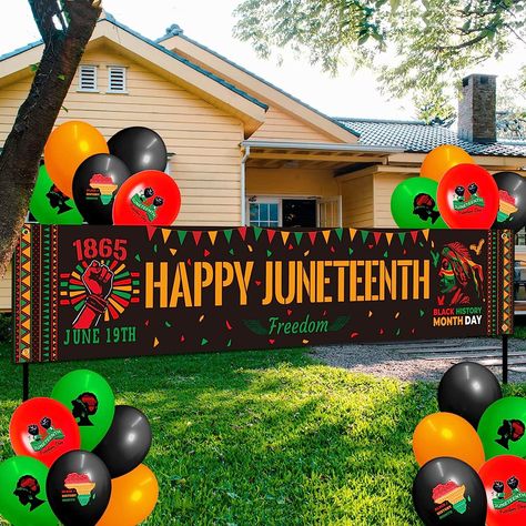 Good Choice for you: Juneteenth is a day of celebration.A Tribute to Freedom.We are proud to offer a variety of products that allow you to celebrate Juneteenth Day with pride and joy! Juneteenth Decorations Package Include:1*Happy Juneteenth Banner,8*black Juneteenth printed balloons,8*green Juneteenth balloons,8*red Juneteenth balloons,6*orange Juneteenth balloons and 4 black balloons.Add more Juneteenth atmosphere. Juneteenth Decorations, Happy Juneteenth, Juneteenth Day, Yellow Balloons, Balloon Ribbon, Green Balloon, Black Balloons, Printed Balloons, Colourful Balloons