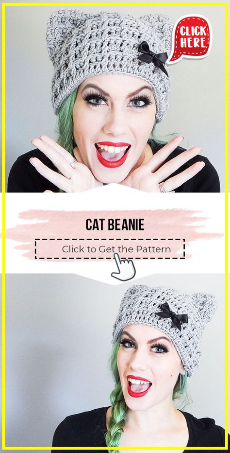 crochet Cat Beanie easy pattern - Easy Crochet Beanie Pattern for Beginners. Click to Get the Pattern #Beanie #crochetpattern #crochet via @shareapattern.com Crochet Cat Beanie, Crochet Beanie Pattern Free, Crochet Cat Hat, Cat Beanie, Crochet Hat Free, Crochet Beanie Hat, Crochet Beanie Pattern, Scarf Knitting, Crochet Hats Free Pattern