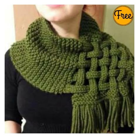 Celtic Knot Looped Scarf Free Knitting Pattern #Freepattern #Knitting #Scarf Loop Scarf Pattern, شال كروشيه, Knitting Patterns Free Scarf, Knitted Shawl, Free Scarf, Scarf Knitting Patterns, Loop Scarf, Free Knitting Pattern, Knit Or Crochet