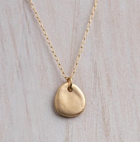 Gold Pebble Necklace Simple Gold Necklace Gold Necklace | Etsy Organic Pendant, Simple Gold Necklace, Necklace For Everyday, Brass Pendant Necklace, Mandala Jewelry, Pebble Pendant, Pebble Necklace, Rustic Necklace, Mandala Necklace