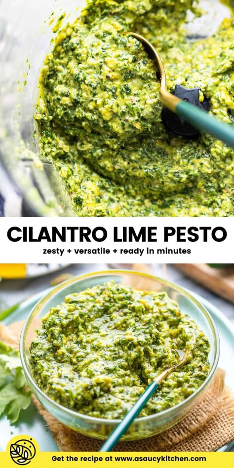 Cilantro Uses, Coriander Pesto, Cilantro Recipes, Cilantro Pesto, Homemade Sauce Recipes, Lime Recipes, Lime Basil, Sandwich Spread, Pasta Sauce Recipes