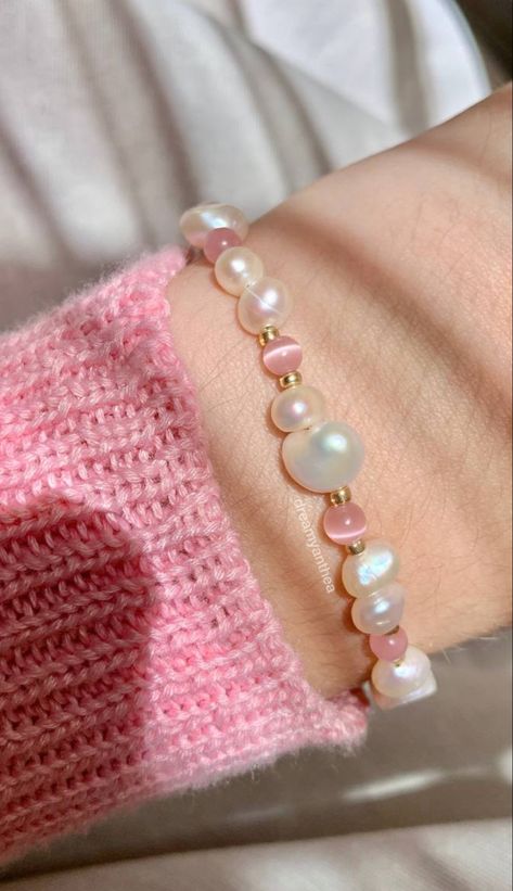 Barbie Inspired Bracelet, Barbie Inspired Jewelry, Barbie Bracelet, Barbie Jewerly, Cloud Bracelet, Dreamy Aesthetic, Barbie Theme, Pearls Jewelry, Pink Cloud