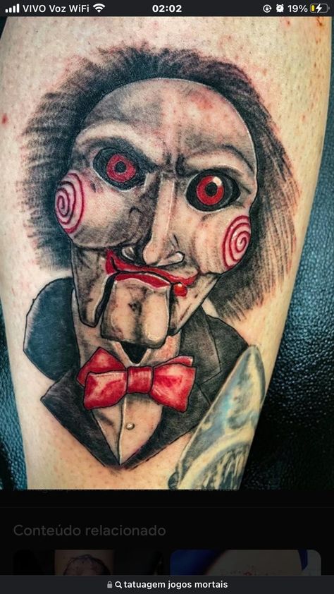 The Puppet Tattoo, Billy The Puppet Tattoo, Puppet Tattoo, Billy The Puppet, The Puppet, Halloween Tattoos, Puppets, I Hope, Tattoos