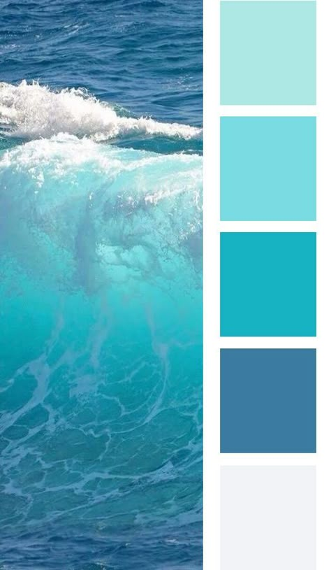 Colour Pallete Inspiration 2023, Ocean Inspired Color Palette, Ocean Blue Palette, Sea Pallette, Ocean Paint Colors, Under The Sea Color Palette, Aquamarine Color Palette, Sea Colour Palette, Ocean Colour Palette