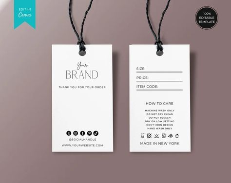 Price Tags For Clothing, Typography Shirt Design, Custom Hang Tags, Hang Tags Clothing, Hang Tag Design, Business Branding Inspiration, Packaging Ideas Business, Handmade Packaging, Boutique Decor