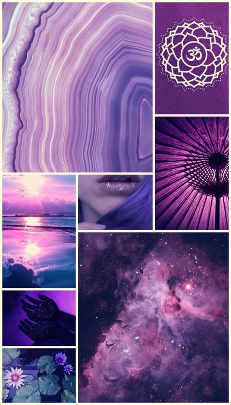 Crown Chakra Aesthetic, Purple Spiritual Aesthetic, Purple Moodboard Aesthetic, Chakras Aesthetic, Chakra Aesthetic, Purple Mood Board, Purple Moodboard, Spiritual Branding, Purple Interior Design