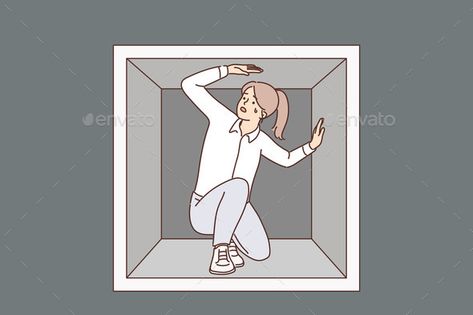 Discouraged Woman is Trapped Sitting in Small Box Repressed Emotions, Art Couple, Ap Art, Couple Art, Small Boxes, Box Art, In A Box, A Box, Vector Art