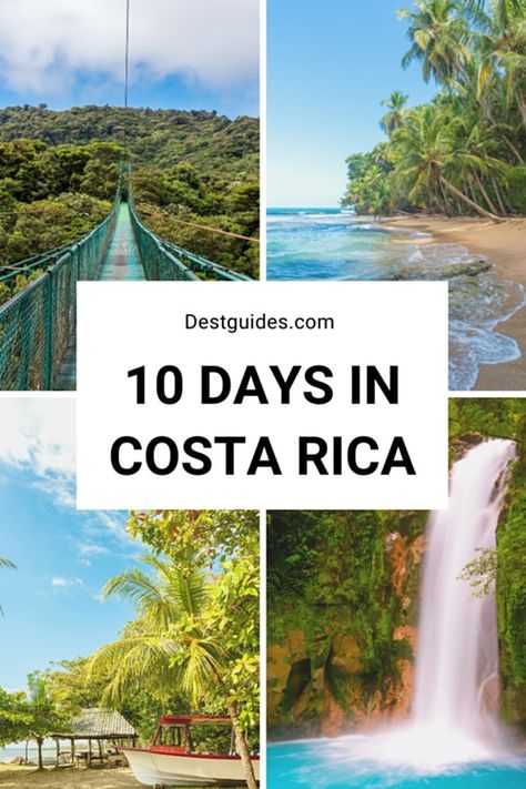 If you have 1 to 2 weeks to spend in Costa Rica and need ideas for how to break up your trip, then look no further than this Costa Rica itinerary for some inspiration! From volcanoes to waterfalls to ziplining high above, this guide has all that and more. Areas and attractions include San Jose, Santa Teresa, Manuel Antonio Park, Monteverde Cloud Forest, Tortuguero Park, Tamarindo and more!     #destguides #costarica #itinerary #centralamerica #travel Costa Rica Itinerary, Costa Rica Honeymoon, Visit Costa Rica, Nosara, Cloud Forest, Costa Rica Vacation, Puntarenas, Central America Travel, Montezuma