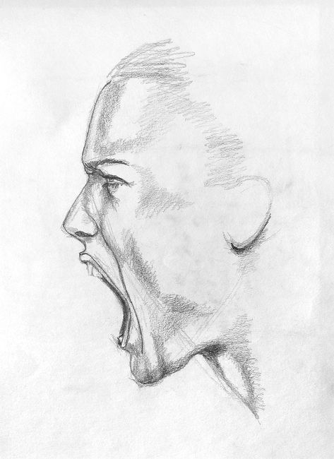 How To Draw Screaming Face, Drawing Of Someone Screaming, Woman Screaming Reference, Screaming Draw Reference, Man Screaming Drawing, Woman Screaming Drawing, Someone Screaming Drawing, Screaming Woman Drawing, Girl Screaming Drawing