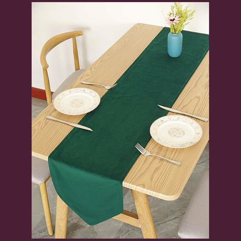 🐕 Big deals! Solid Velvet Table Runner - Kitchen & Table Linens only at $13.99 Hurry. Table Runner Ideas, Velvet Table Runner, Dark Green Pattern, Velvet Table, Runner Kitchen, Salon Ideas, Diy Supplies, Green Pattern, Wishbone Chair