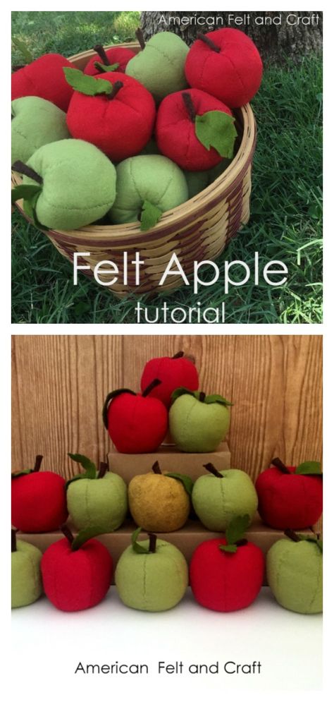 Felt Apple Free Sewing Pattern Felt Apples, Felt Food Patterns Free, Felt Food Pattern, Felt Food Diy, Felt Food Patterns, Felt Fruit, Felt Play Food, Felt Crafts Diy, Hello Kit