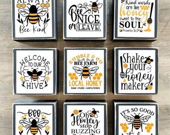 WoodnExpressions - Etsy Bee Signs Wooden, Bee Kitchen Theme, Bee Room Decor, Bee Signs, Bee Tiered Tray Decor, Welcome To Our Hive, Bee Tiered Tray, Spring Signs, Bee Room