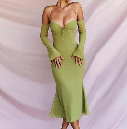 Bodycon Midi Dress Outfit, Long Sleeve Bodycon Midi Dress, Dress Outfits Party, Backless Long Sleeve, Midi Dress Outfit, Sheer Midi Dress, Summer Bodycon Dress, Halter Midi Dress, Strapless Midi Dress