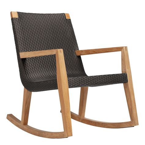 QUINTA TEAK / WOVEN ROCKING CHAIR - JANUS et Cie Beach House Porch, House Porch, Janus Et Cie, Modular Lounges, Teak Frame, Ottoman Table, Lounge Seating, Table Accessories, Candle Lanterns