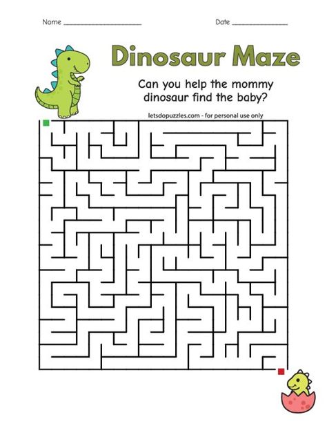 Free Printable Dinosaur Mazes for Kids Mazes Printable, Kids Mazes, Dinosaur Worksheets, Mazes For Kids Printable, Preschool Color Activities, Maze Worksheet, School Age Activities, Printable Mazes, Problem Solving Activities