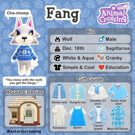 Fang Acnh Gift Guide, Acnh Villager Guide, Acnh Angelcore, Acnh Notebook, Fang Acnh, Animal Crossing Gift Guide, Fang Animal Crossing, Gift Guide Acnh, Acnh Gift Guide