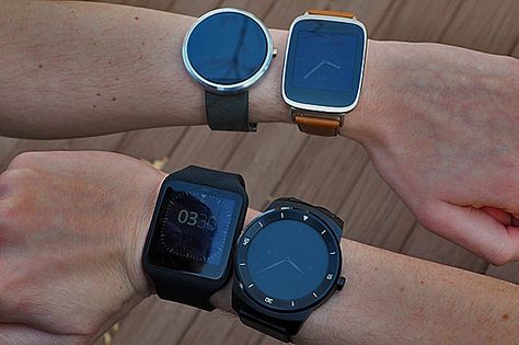 4 top Android Wear watches: A hands-on guide | Computerworld Apple Watch Size Comparison, Wear Watch, Apple Watch Sizes, Apple Watches, Apple Apple, Apple Watch 38mm, Wearable Tech, Size Comparison, Samsung Gear Watch