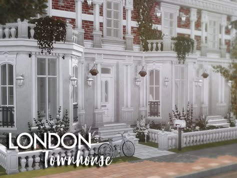 sims 4 lot download // xogerardine's London Townhouse Sims 4 Lot Download, English Townhouse, Die Sims 4, Bloxburg Builds, Victorian Townhouse, Sims 4 House Building, London Townhouse, City Layout, Perfect English