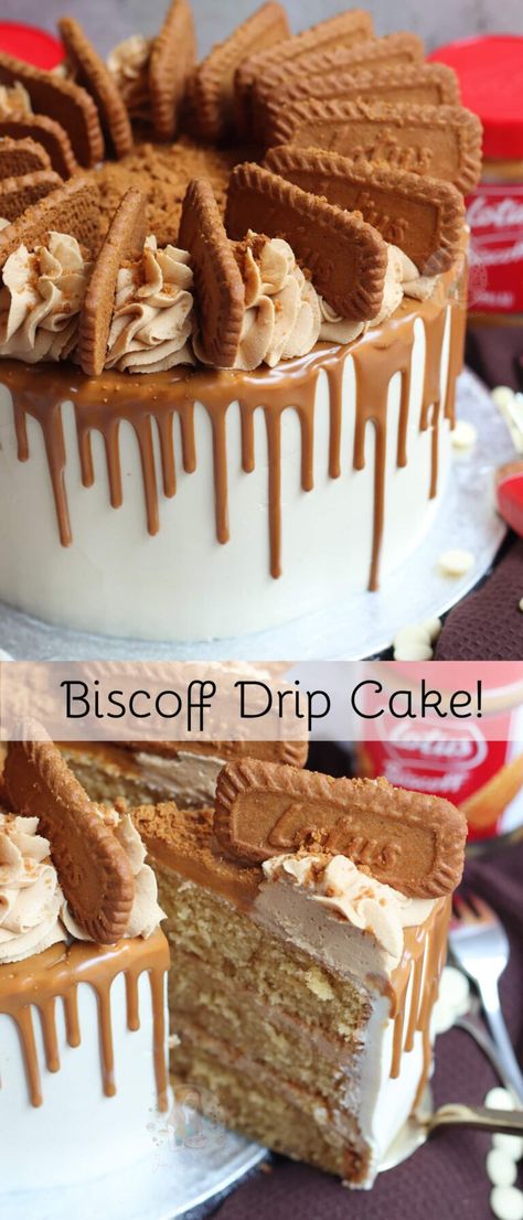 Biscoff Drip Cake! - Jane's Patisserie Biscoff Buttercream, Biscoff Cake, Janes Patisserie, Cookies And Cream Cake, Tall Cakes, Smooth Cake, White Chocolate Ganache, Easy Cheesecake Recipes, Chocolate Cookie Recipes