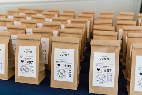 coffee wedding favors - coffee escort cards - brunch wedding - manor house wedding Coffee House Wedding, Coffee Favors Wedding, Wedding Favors Coffee, Coffee Wedding Gift, Guest Books Ideas, Coffee Wedding Favor, Custom Wine Bottle, Custom Wine Bottle Labels, Coffee Wedding Favors