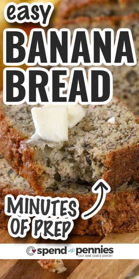 Banana bread, a timeless favorite, is a delightful and easy treat to prepare. Using ripe bananas and basic kitchen staples, you can create a cozy, moist loaf that's ideal for breakfast or a quick bite. Add your personal touch with nuts or chocolate chips for added deliciousness! #bananabread #easy #homemade #spendwithpennies Banana Bread With Crisco, Mayonnaise Banana Bread, Single Loaf Banana Bread Recipe, Big Batch Banana Bread Recipe, 3 Ripe Banana Recipes Easy, Basic Banana Bread Recipe, Easiest Banana Bread, Banana Nut Bread Recipes, Easy Moist Banana Bread Recipe