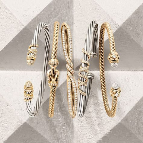 As timeless as your love. Take her breath away with a design from our signature cable collection this Valentine's day. David Yurman Cable Bracelet, David Yurman Bracelet, Cable Bracelets, Bangles Jewelry Designs, Diamond Jewelry Designs, David Yurman Jewelry, Classy Jewelry, Gold Earrings Designs, Stacked Jewelry