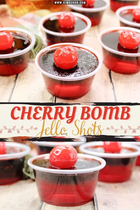 Cherry Cola Jello Shots, Bomb Pop Jello Shots Recipes, Strawberry Jell-o Shots, Jell O Shots Recipe Vodka, Black Cherry Jello Shots, Jell-o Shots, Recipes With Strawberry, Cherry Bomb Shot, Jell O Shots Recipe