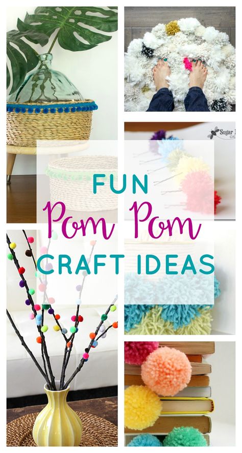 Fabulously Fun Pom Pom Crafts Pom Pom Projects, Easy Crafts For Teens, Pom Crafts, Diy Pom Poms, Craft Projects For Adults, Pom Pom Rug, Pom Pom Pillows, Crafts For Teens To Make, Diy Pom Pom