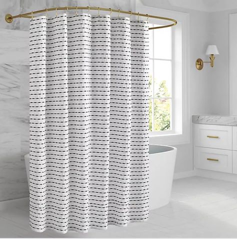 best shower curtains for small bathrooms Modern Farmhouse Bathroom Shower Curtain, Curtain Bed, Stripe Shower Curtain, Black And White Shower Curtain, Stencil Paint, Minimalist Showers, Gray Shower Curtains, Farmhouse Shower Curtain, Black White Bathrooms