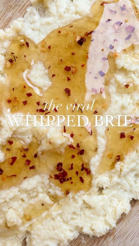 44K views · 2K reactions | follow @chefmarinie for more easy, cheesy recipes!✨ There’s a reason why this whipped Brie went viral! fyi: I didn’t come up with this idea, but I wish I did! It’s perfect for the holiday season and thanks giving so make sure you save this post🫶🏻 📌 recipe below 1 block of brie 1 tsp olive oil (optional) 2-3 tbsp honey 1/2 tsp chilli flakes Method 1.) Cut the rinds off the Brie and chop into cubes 2.) Place in a standing mixer or use handheld whisks, and beat on a high speed for approximately 5 minutes. (Optionally, put olive oil to help bind the whip brie). Use a spatula to scrape down the brie and continue beating until it becomes smooth. 3.) Spread on a serving board and top with the honey and chilli flakes. #brie #cheese #foodinspiration | Marina L Easy Cheesy Recipes, Whipped Brie, Standing Mixer, Brie Recipes, Food Content, Brie Cheese, Thanks Giving, Cheesy Recipes, Easy Cheesy