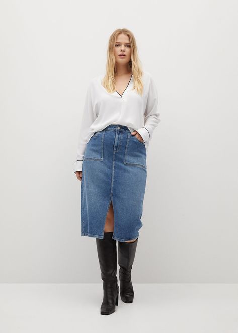 Long Jean Skirt Outfits Fall, Denim Skirt Outfit Plus Size, Jean Skirt Outfits Fall, Long Jean Skirt Outfits, Long Denim Skirt Outfit, Business Casual Fall, Jean Skirt Outfits, Long Jean Skirt, Skirt Outfits Fall