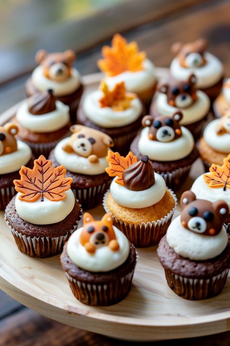 Fall Cupcakes For Kids, Fall Baby Shower Cake Ideas, Fall Cupcakes Decoration, Fall Baby Shower Cake, Autumn Cupcakes, Baby Shower Cake Ideas, Adorable Cupcakes, Baby Shower Cupcakes For Boy, Autumn Desserts