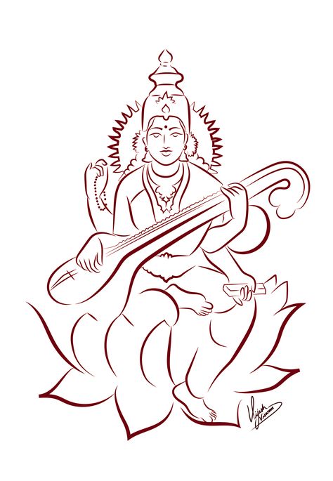 #saraswathi #vijeshviswam Lord Saraswati Drawing, Sarswati Maa Drawings, Saraswati Drawing Easy, Saraswati Mata Drawing, Sarswati Maa, Saraswati Drawing, Lord Saraswati, Maa Drawing, Saraswati Painting