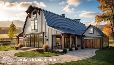 Farmhouse Barndominium Design Trends Rustic Farmhouse Barndominium Interior, Barnodium Homes Exterior, Shouse Barndominium Interior, Monitor Barndominium, Two Story Barndominium, Metal Barndominium, Affordable Barndominium, Beach Farm, Barndo Ideas