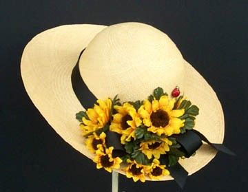 Wheat Panama/Sunflowers High Tea Hats, Straw Hat Crafts, Kentucky Derby Attire, Derby Attire, Fall Backdrops, Sunflower Hat, Tea Hats, Easter Hats, White Sunflowers