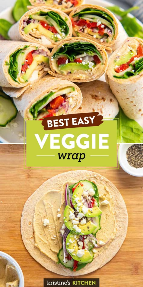 No Meat Wraps Recipes, Meatless Wraps Lunches, Non Dairy Sandwiches, Veggie Heavy Lunches, Mediterranean Wraps Vegetarian, Vegetable Wraps Healthy Lunch Ideas, Tomato Basil Wrap Ideas, Hummus Wraps Recipes, Veggie Sandwiches For Lunch