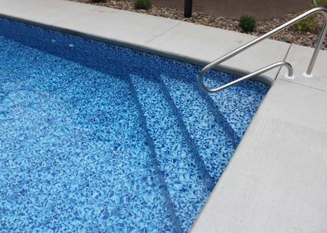 Inground Pool Steps | Latham Pools Vinyl Liner Inground Pool, Diy Inground Pool, Latham Pools, Pool Steps Inground, Jacuzzi Ideas, Pool Stairs, Swimming Pool Steps, Custom Inground Pools, Pool Surround