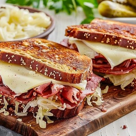 Tender Corned Beef, Fried Cheese Bites, Homemade Russian Dressing, Dinners Pasta, Homemade Chicken Alfredo, Reuben Sandwich Recipe, Chicken Satay Recipe, Grill Cheese, Pasta Casseroles