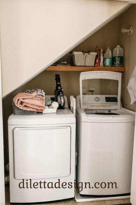 Laundry Room Under Staircase, Laundry Under Stairs, Under The Stairs Laundry Room, Laundry Under Staircase, Under Stairs Laundry Room, Moody Laundry Room, Stairs Laundry, Under Stairs Ideas, Under Staircase