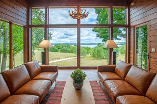 Prairie Style Cottage - Rustic - Living Room - Detroit - by Joseph Mosey Architecture, Inc. | Houzz Cottage Rustic, Prairie Home, Luxury House Interior Design, Porch And Balcony, Style Cottage, Outdoor Lounge Set, Patio Landscaping, Prairie Style, Rustic Living