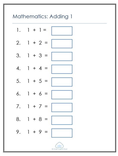 Adding 1 worksheets Adding By 1 Worksheet, Add 1 More Worksheet, Adding 1 Worksheet, Kindergarten Mathematics, Basic Math Worksheets, Adding Worksheets, Kids Numbers, Kindergarten Math Worksheets Addition, Worksheets For Class 1